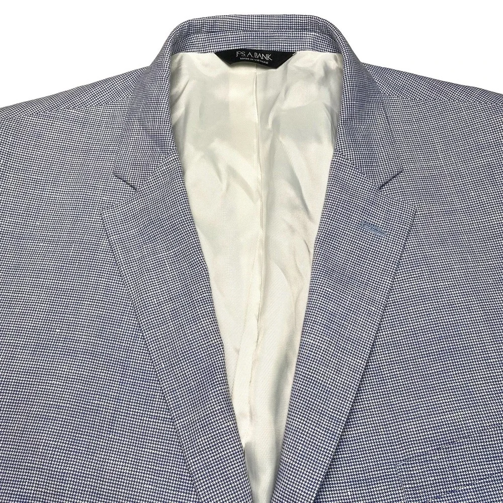 Jos A Bank Blazer 50R Executive Tailored Fit Linen Wool 2B2V Blue Puppytooth